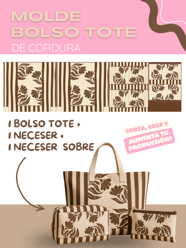 Producto - MOLDE BOLSO TOTE - FLORES CAFÉ