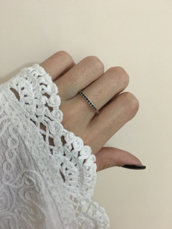 Producto - Anillo Negro Micropave de Plata