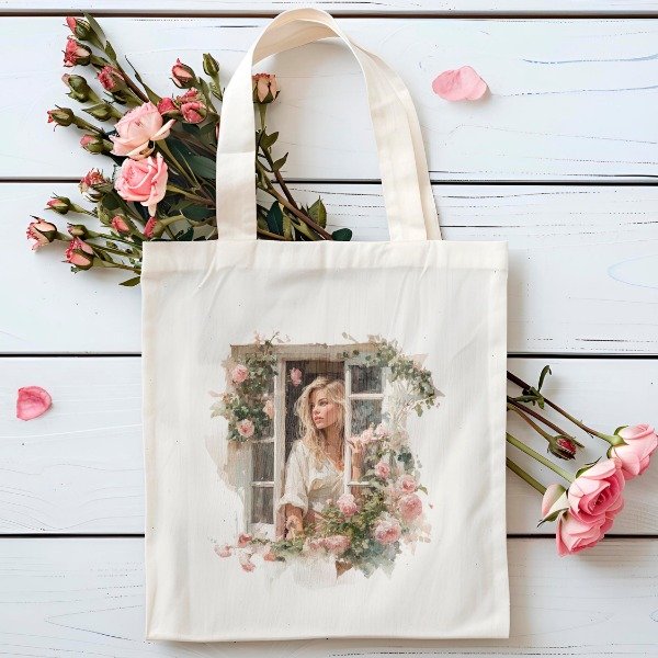 Producto - Tote Bag Mujer y flores