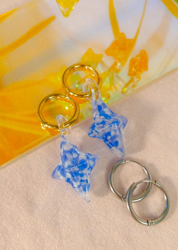 Producto - Aros DESTELLITO de Vidrio AZUL
