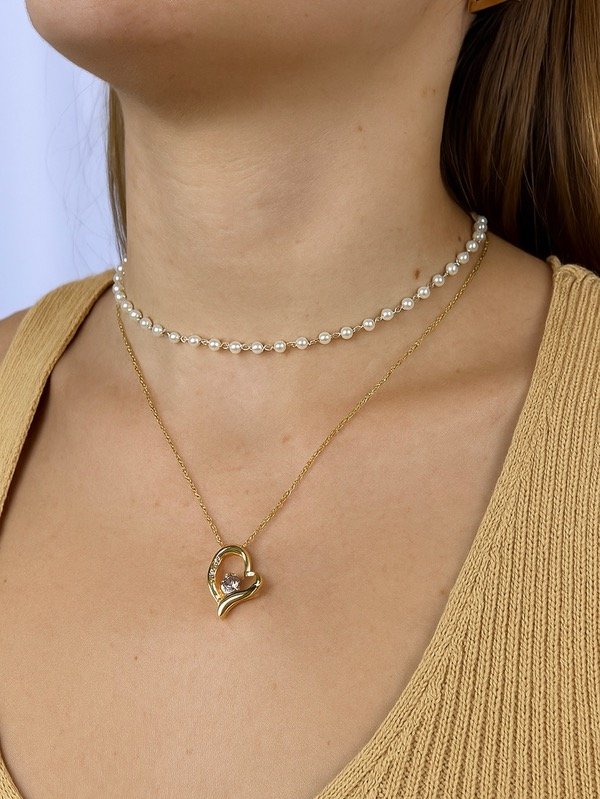 Producto - CADENA DORADA CORAZÓN CON CUBICS 2361