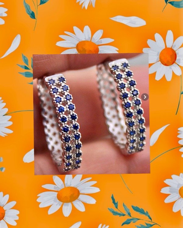 Producto - Aros de plata 925 argolla c/zirconio Azul