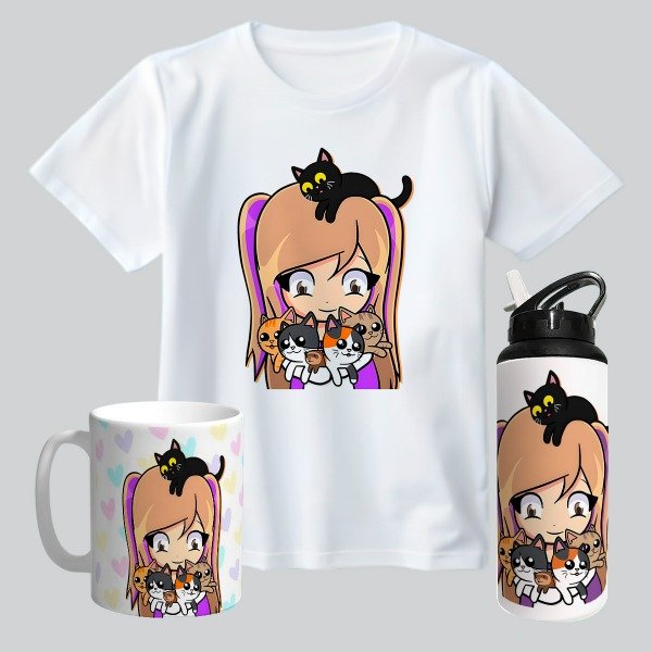 Producto - Combo de Remeras con Taza Plástica y Botella Hoppy Polimero: LYNA