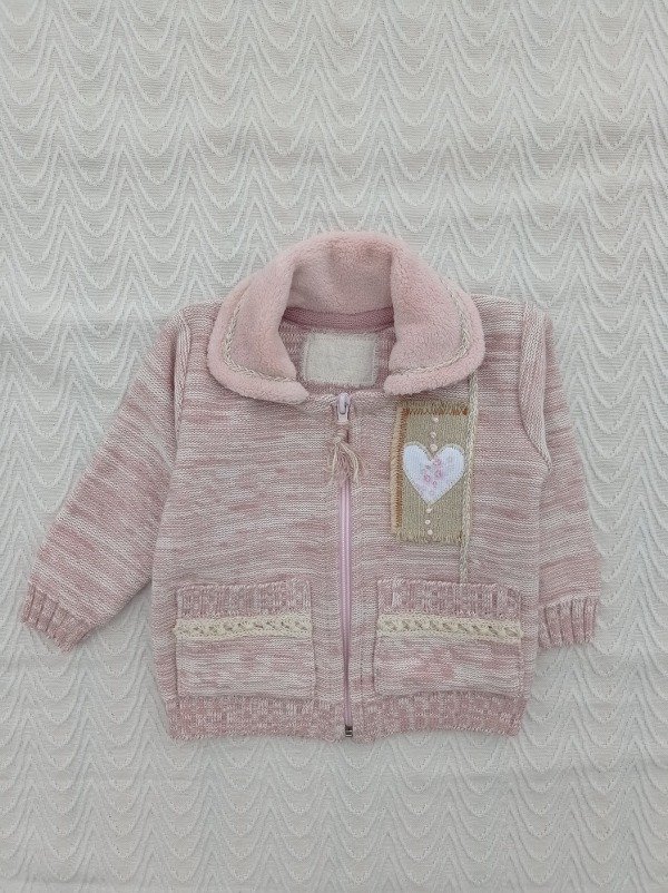 Producto - CAMPERA DE NIÑA ROSA CUELLO CORDERITO