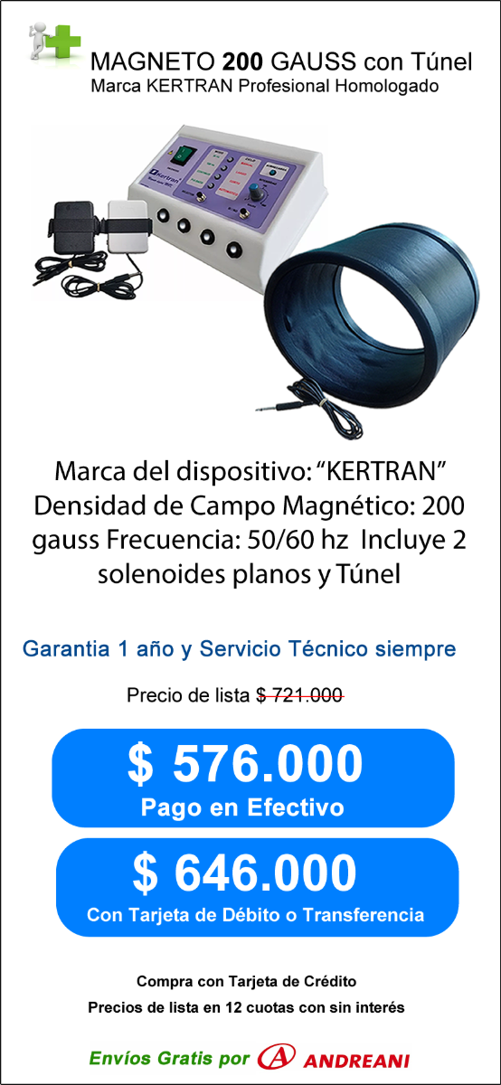 Producto - Magneto M4K KERTRAN 200 Gauss, con dos Solenoides + tunel para extremidades