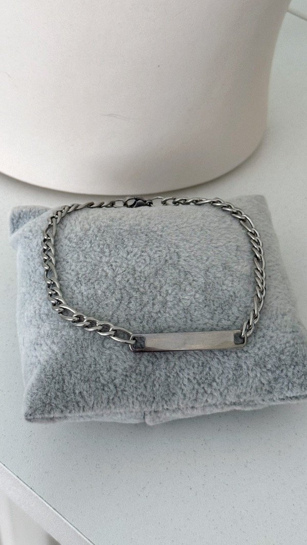 Producto - Pulsera cubana fina barrita para grabar ACERO QUIRÚRGICO