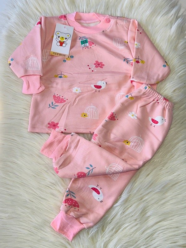Producto - PIJAMA IMPORTADO BABY ROSA PAJAROS (CAMISETA + PANTALÓN)