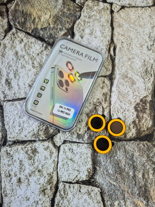 Producto - Protector de cámara neón Iphone 14 Pro / 14 Pro Max naranja claro