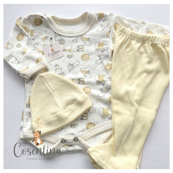 Producto - Ajuar 3 Piezas Body M/L: Ositos amarillo
