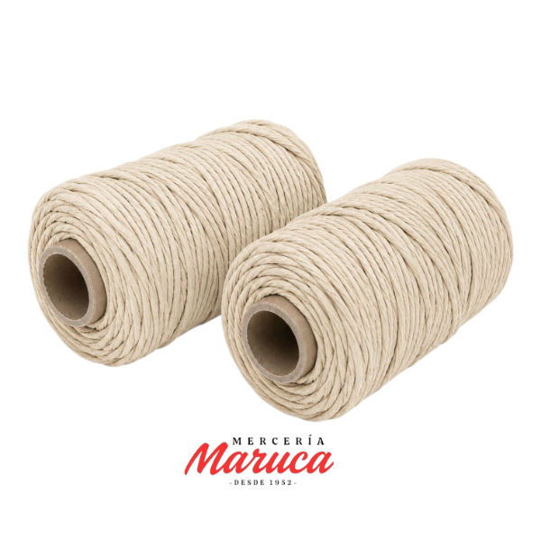 Producto - Hilo de algodón para macramé de 3mm aprox, color "premium" Arena.