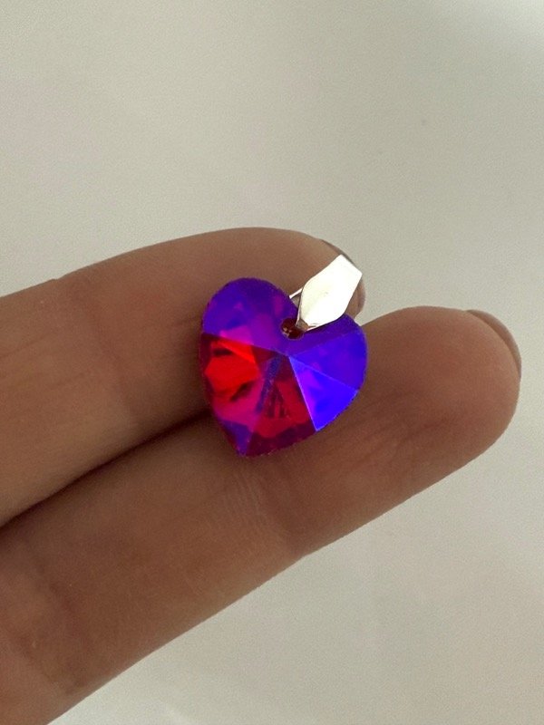 Producto - DB644 Dije corazón tornasolado 1,5 cm acero blanco