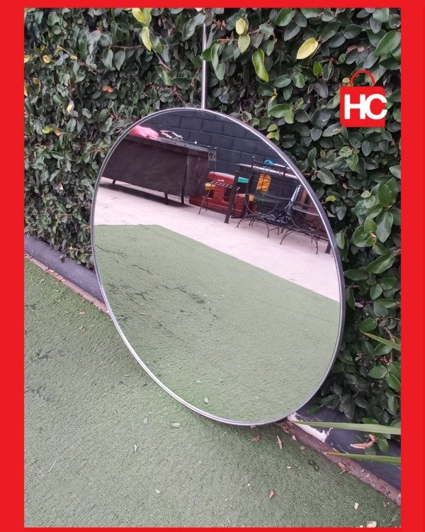 Producto - Espejo circular doble cara de 1 metro de diámetro con marco de hierro pesado