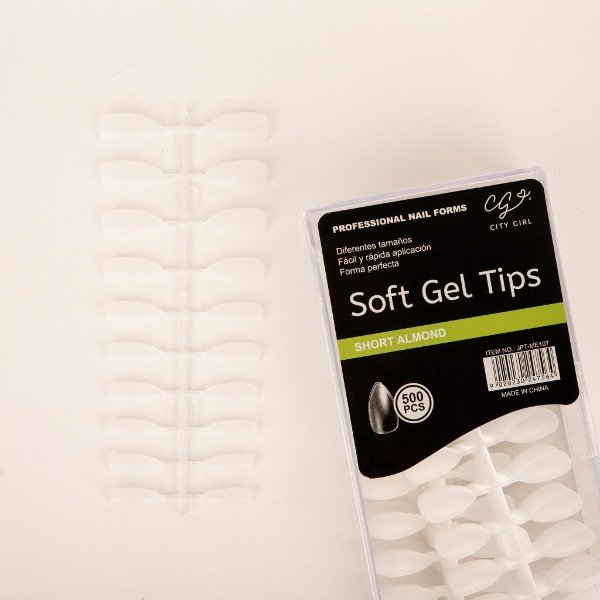 Producto - TIPS SOFT GEL ALMENDRA CORTA PRELIMADOS 500PCS CITY GIRL JPT-ME107