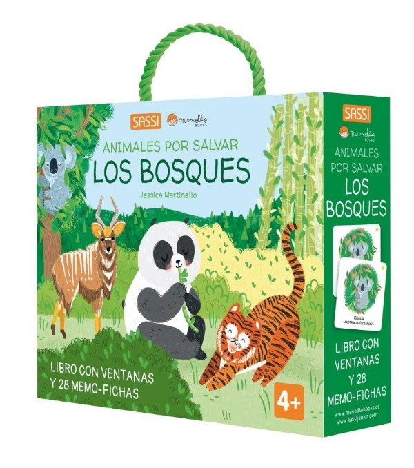 Producto - LOS BOSQUES - ANIMALES POR SALVAR - LIBRO + 28 MEMO-FICHAS