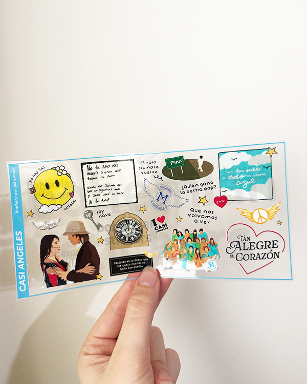Producto - Plancha de stickers en DTF UV Casi Angeles - Stickers DTF UV
