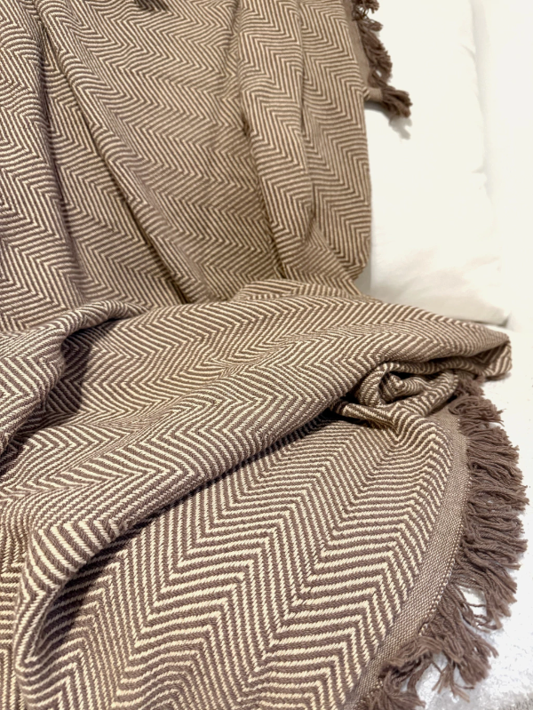 Producto - Manta espiga chocolate - Crudo