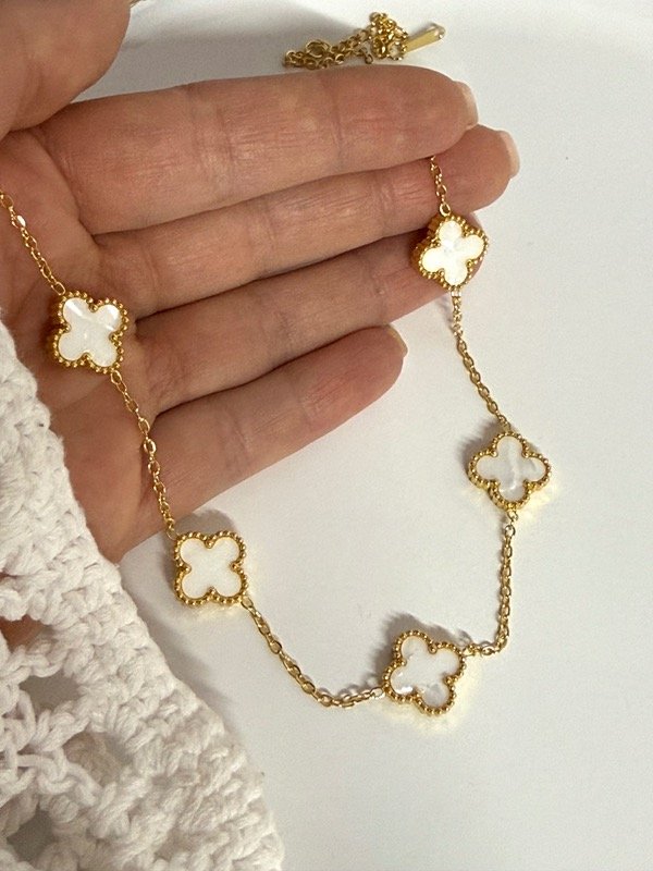 Producto - CD154 Collar van cleef blanco acero dorado