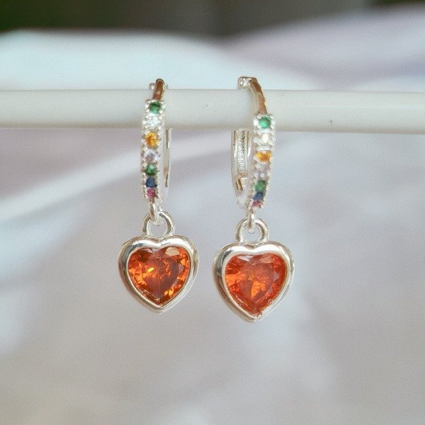 Producto - Aros corazón naranja/rojizo