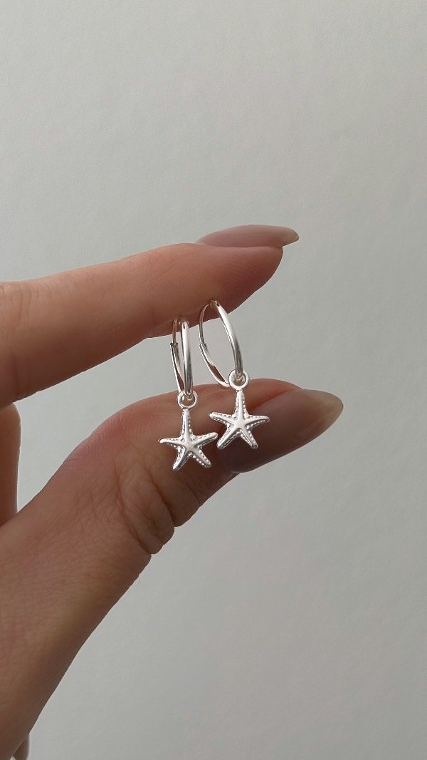 Producto - Argollas 1,4cm estrella mar lisa P925 - 0