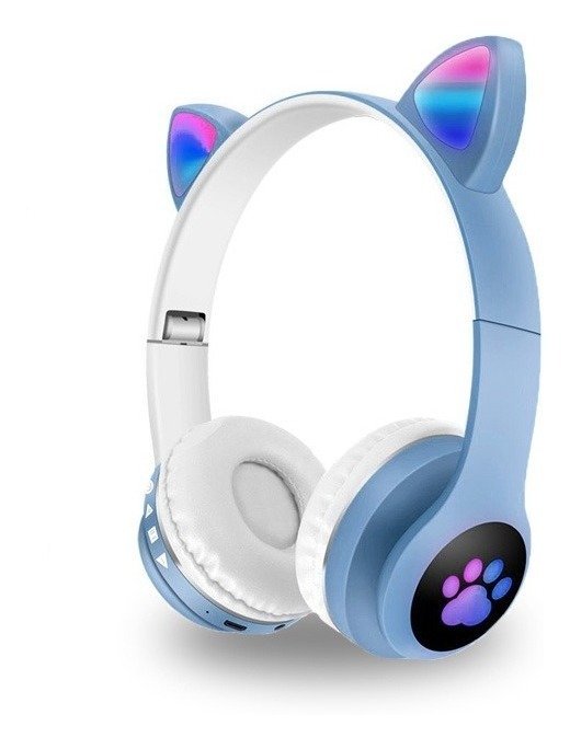 Producto - Auriculares Inalámbricos VIV-23M Gatito LED CELESTE