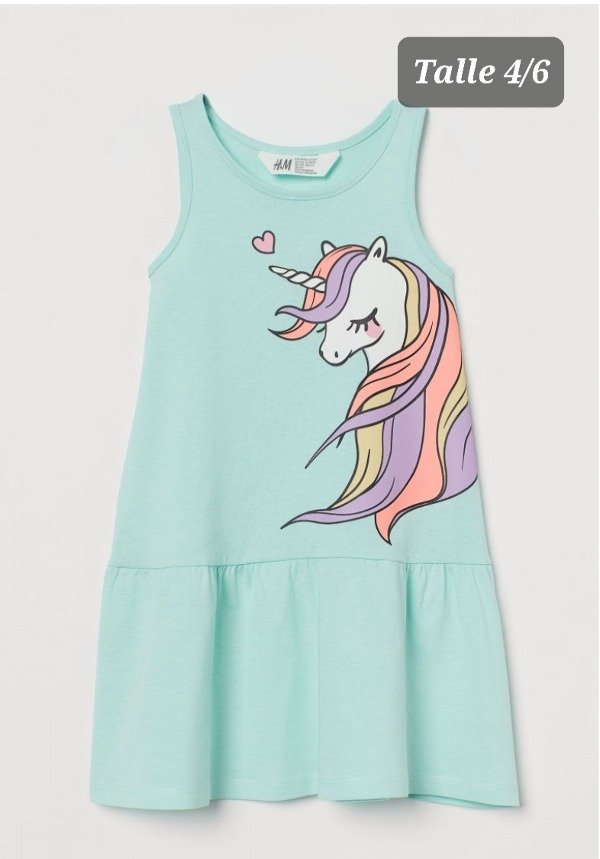 Vestido  algodon HyM talle  4/6  unicornio