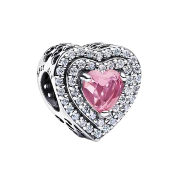 Producto - Charm Corazón Rosa Brillos PREVENTA