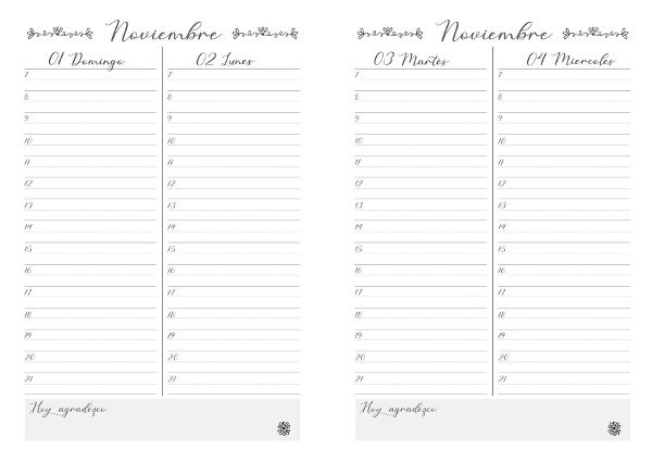 Producto - Agenda dos dias por carilla - ARCHIVO DIGITAL