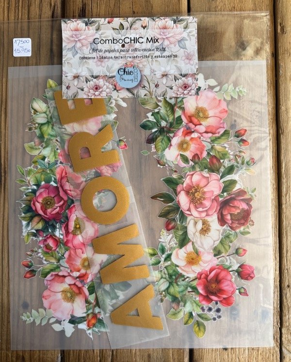 Producto - TransferCOLOR MIX 3D oro AMORE / FLORES