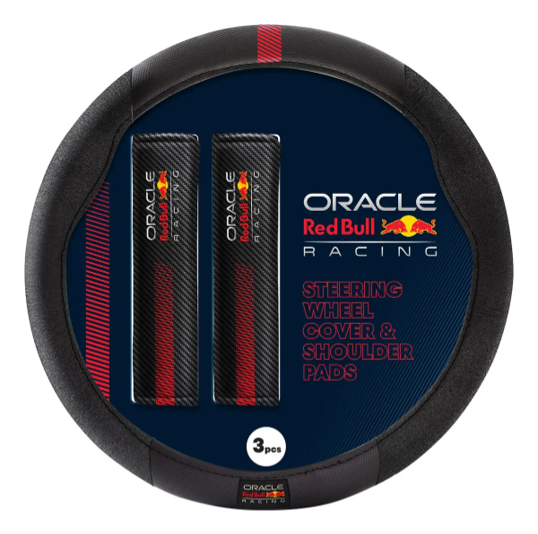 Producto - KIT CUBRE VOLANTE 38CM CON CUBRE CINTURON NEGRO CON ROJO RED BULL RBSWCK001BR
