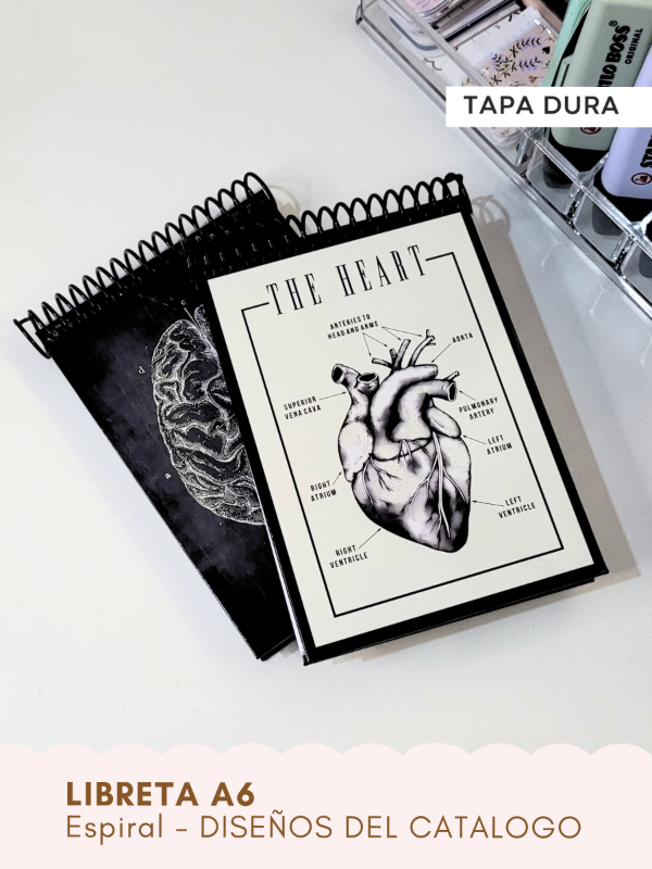 Producto - Libretas A6 tapa dura - Espiral - DISEÑO A ELECCION