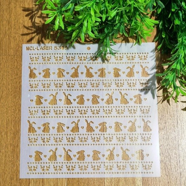 Producto - St 5309 de 20x20 cm Stencil  Fondo Conejos Pascuas