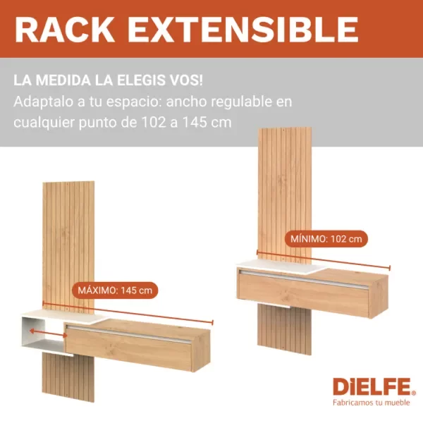 Producto - Rack TV Flotante Moderno (Roble Kendal/Gris) - 6