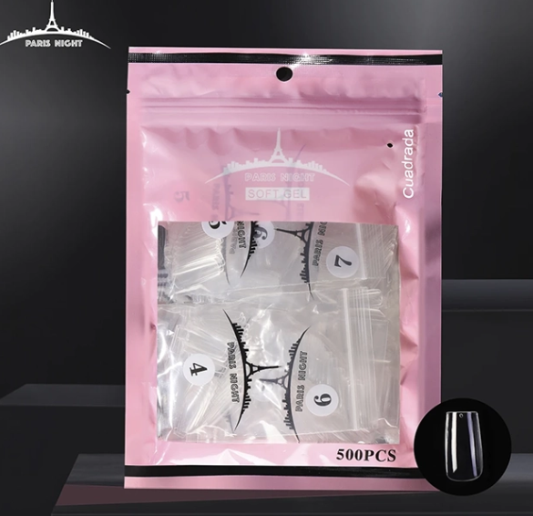 Producto - Tips soft gel/press on cuadradas en bolsa por 500u - paris night