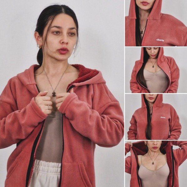 Producto - Campera Modelo Terra corderito Interno color Borravino