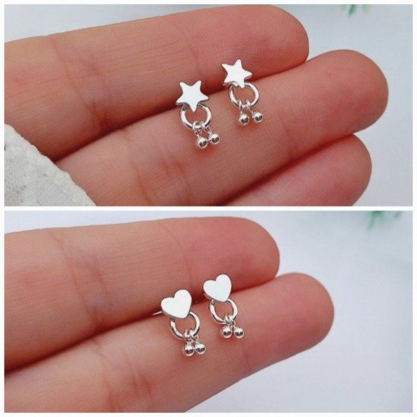 Producto - (2PAR) Aros ab bolitas estrellitas/corazon