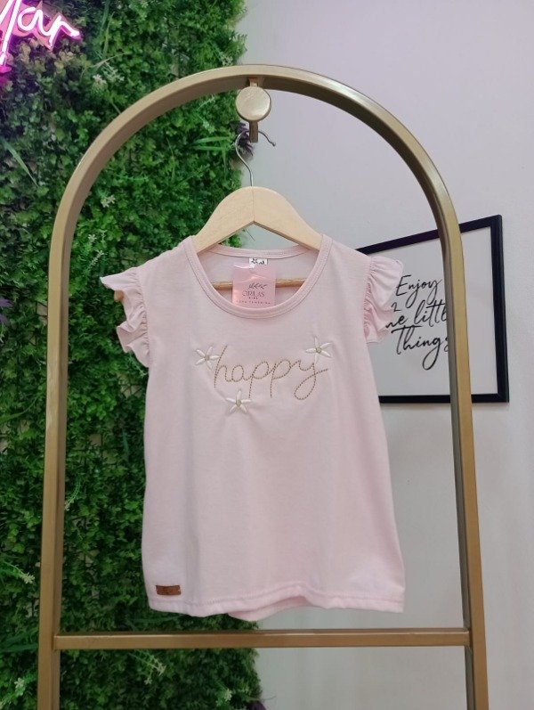 Producto - Remera de algodón "Happy" Rosa KIDS 0512