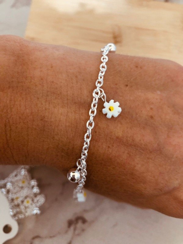 Producto - Pulse margaritas con dijes Acero Blanco