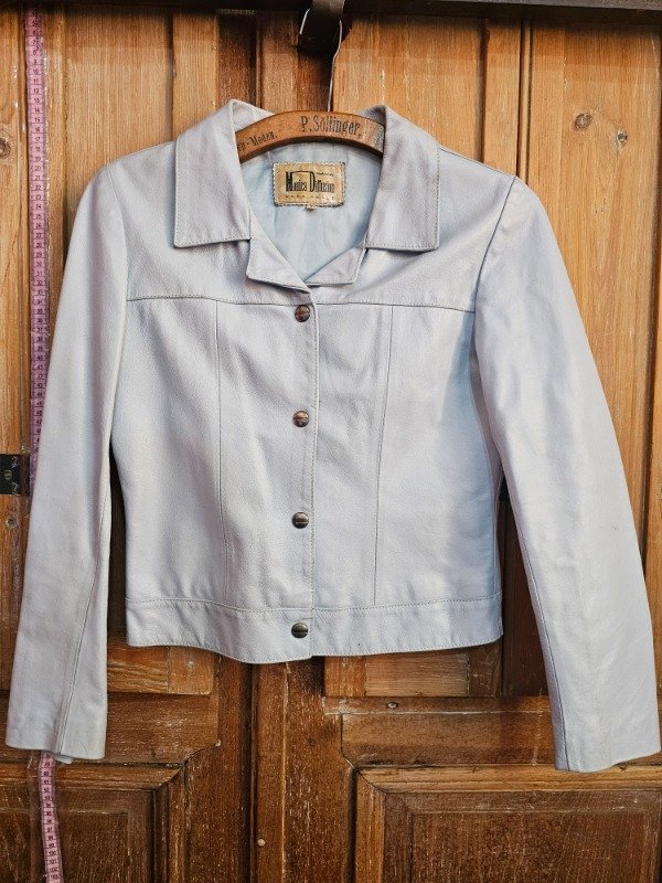 Producto - Campera de Cuero Monica Diffusion Celeste t.M