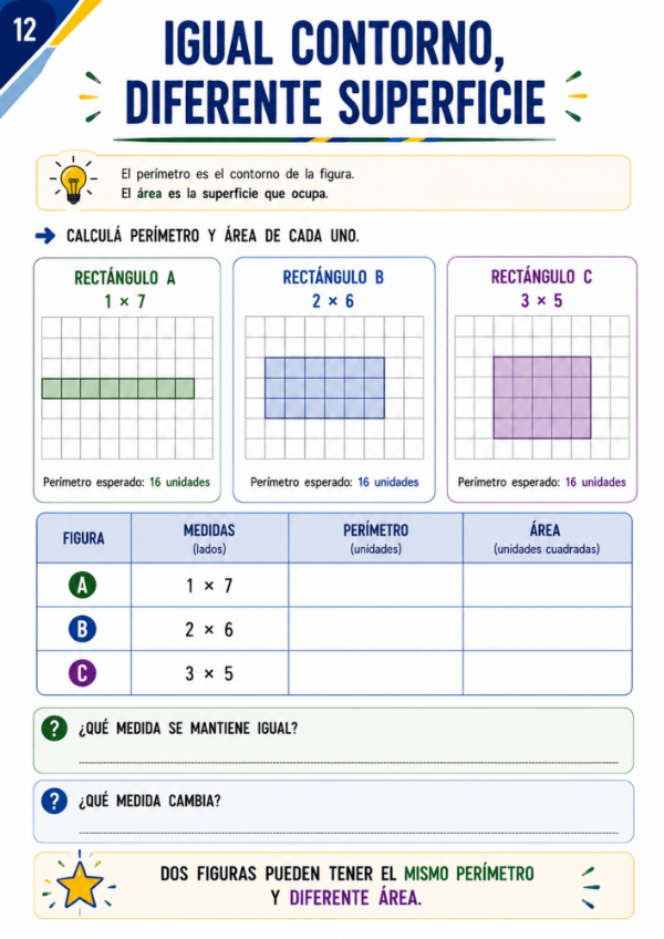 Producto - Perímetro y Área: Fórmulas, equivalencias y resolución de problemas - 9