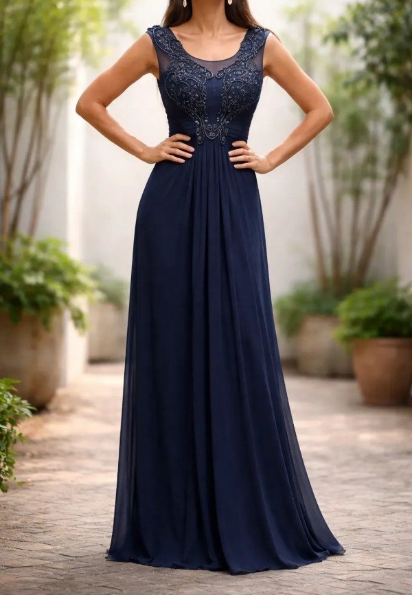 Producto - Vestido largo elegante azul noche T.L y XL