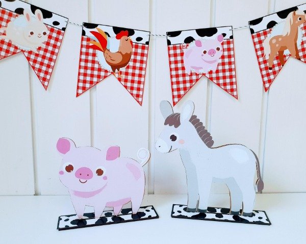 Producto - Animales de la Granja Centro De Mesa Adorno Chancho/ Burro