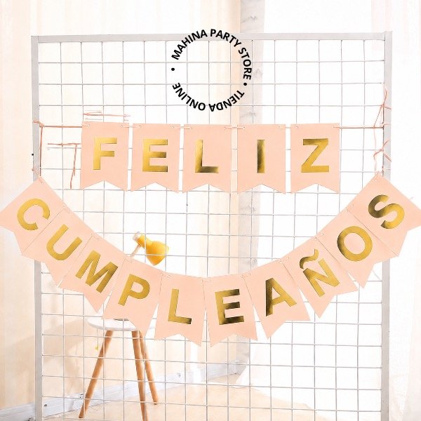 Producto - Banderín de cumpleaños durazno pastel