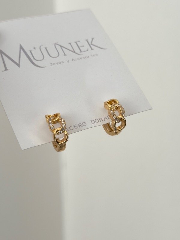 Producto - Aros dorados cubano italiano chain micropave - 0