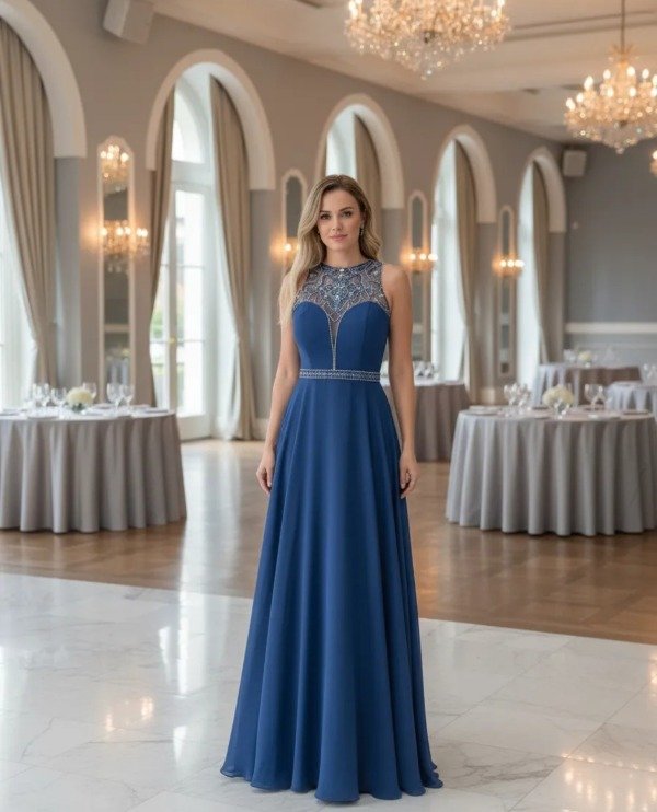 Vestido largo Gala pedrería de gasa — imagen 6