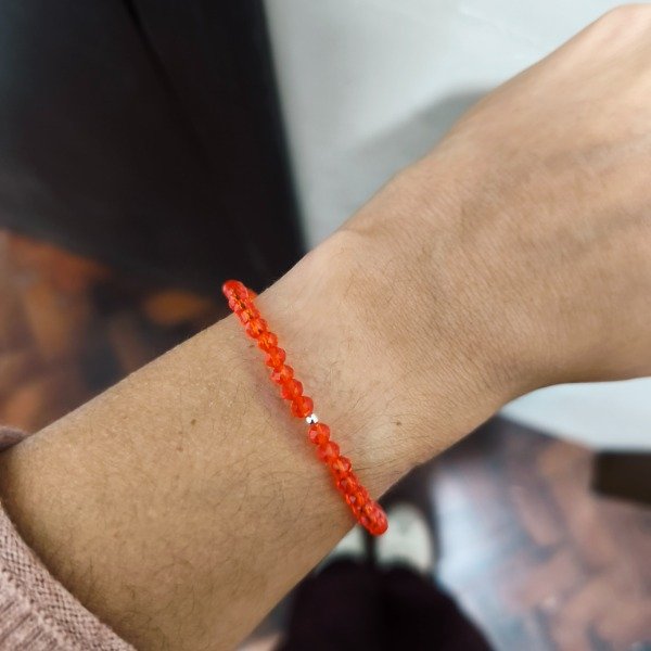 Producto - Pulsera cristal de roca rojo cristal (#375)