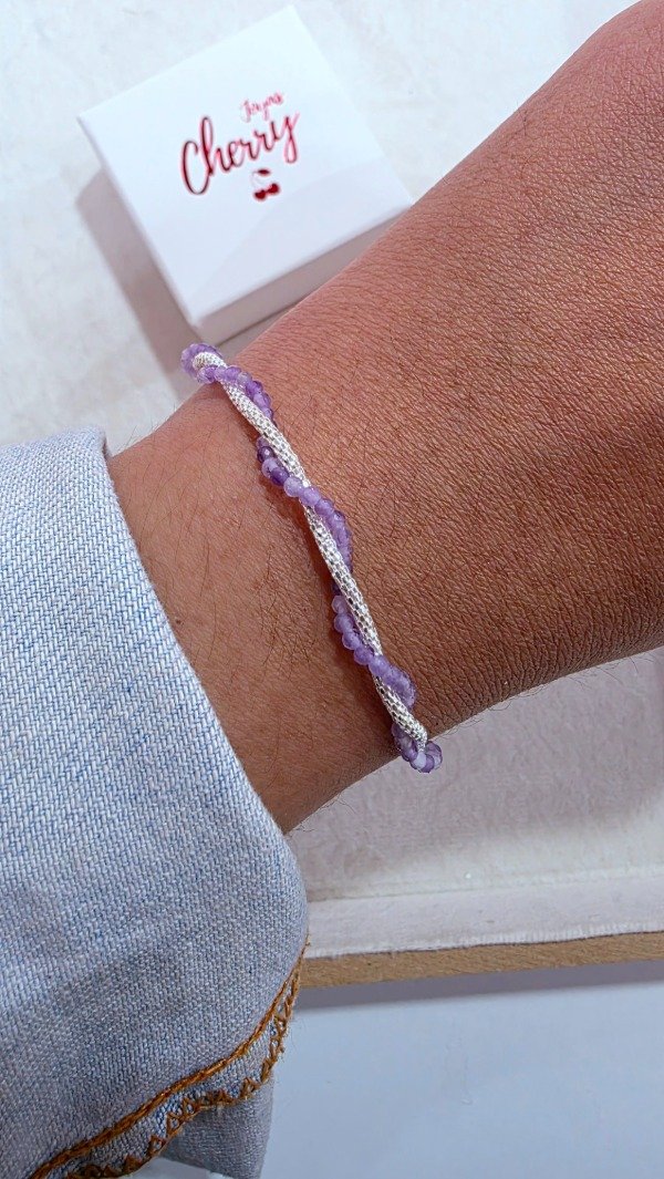 Producto - Pulsera doble cristal lila PL - 0
