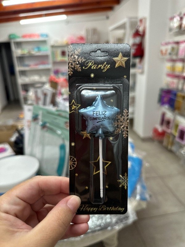 Producto - VELA GLOBO ESTRELLA FELIZ CUMPLEAÑOS CELESTE