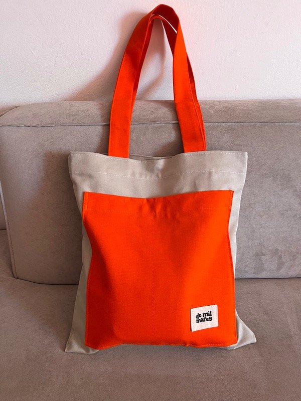 Producto - TOTE BAG bicolor: natural y naranja
