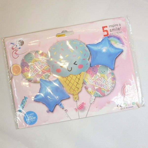 Producto - Set de globos "HELADO" x5 unid