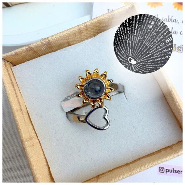 Producto - Anillo girasol proyectivo te amo en 100 idiomas